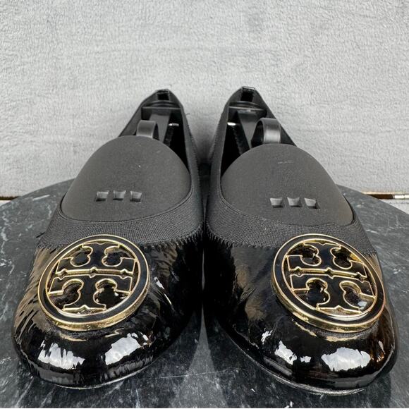 Tory Burch Caroline Black Patent Leather Flat Ballet Shoes Women’s Size 6.5M US - Picture 2 of 7